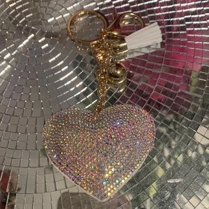 White AB RHINESTONE KEYCHAIN NEW.
